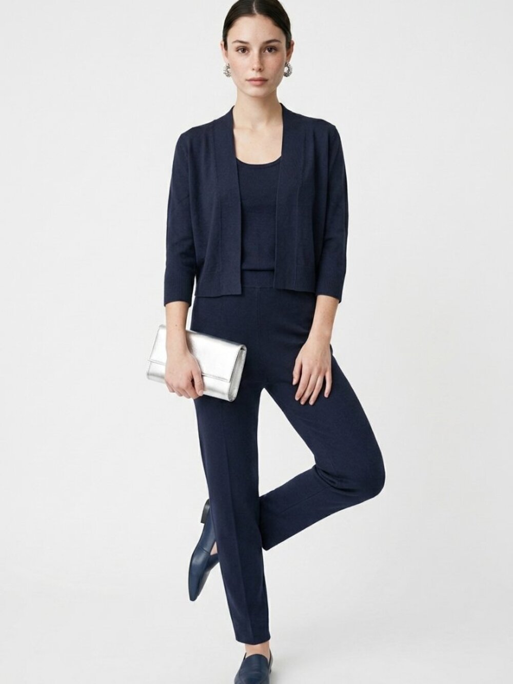 CIELO short leght navy blue cardigan